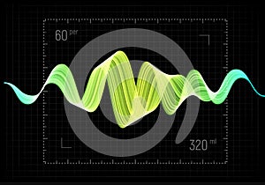 Equalizer vector illustration. Abstract wave icon set for music and sound. Pulsation color wavy motion lines on black photo