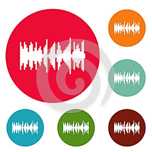 Equalizer vibration icons circle set