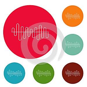 Equalizer volume sound icons circle set vector