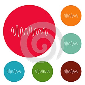 Equalizer wave sound icons circle set vector