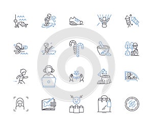 Equanimity line icons collection. Composure, Calmness, Serenity, Poise, Detachment, Tranquility, Balance vector and