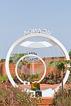 Equator crossing sign monument in Uganda