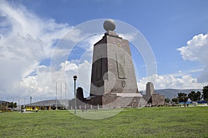 Equator line in Mitad Del Mundo (Middle of the World) Monument near Quito.