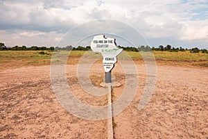 Equator sign post at Ol Pejeta Conservancy in Nanyuki, Kenya