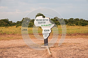 Equator sign post at Ol Pejeta Conservancy in Nanyuki, Kenya