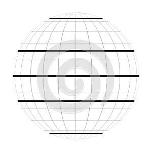 Equator, tropics and polar circles of Earth globe