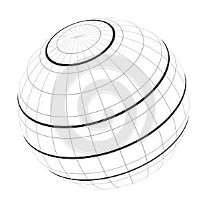 Equator, tropics and polar circles of Earth globe