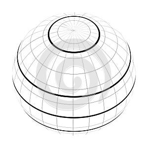 Equator, tropics and polar circles of Earth globe