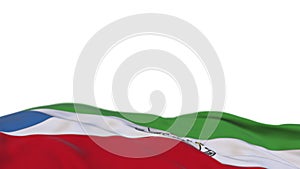 Equatorial Guinea fabric flag waving on the wind loop. Equatorial Guinea embroidery stiched cloth banner swaying on the breeze.