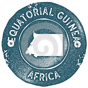 Equatorial Guinea map vintage stamp.