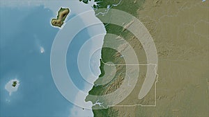 Equatorial Guinea outlined. Pale