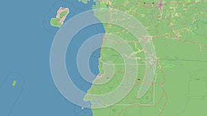 Equatorial Guinea outlined. Topo German