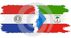 Equatorial Guinea and Paraguay grunge flags connection vector