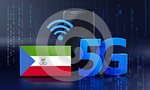 Equatorial Guinea Ready for 5G Connection Concept. 3D Rendering Smartphone Technology Background