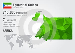 Equatorial Guinea world map with a pixel diamond texture.