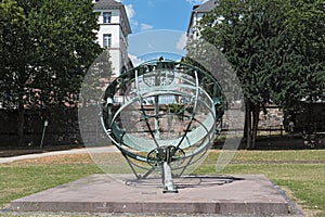 The equatorial sundial on the river bank, frankfurt am main, germany