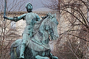 Equestrial statue of Jaon of Arc in Reims