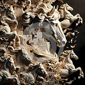 Equestrian Elegance: Dynamic 3D Horse Puzzle - AI generated image