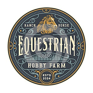 Equestrian hobby farm logo design template