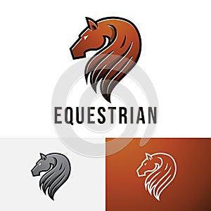 Equestrian Horse Race Beautiful Racehorse Long Hair Logo