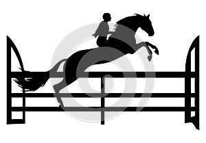 Equestrian Jumping Over a Hurdle Silhouette