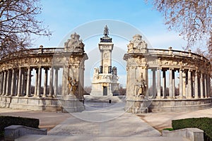 Equestrian monument to Alfonso XII and colonnade photo