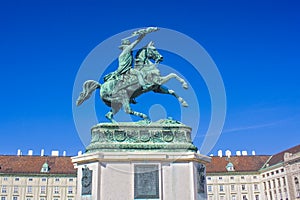 Equestrian monument to the Archduke Charles at Heldenplatz in Vienna photo