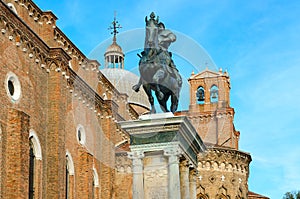 Equestrian monument to condotier Bartolomeo Colleoni on Piazza Santi Giovanni e Paolo, Venice, Italy