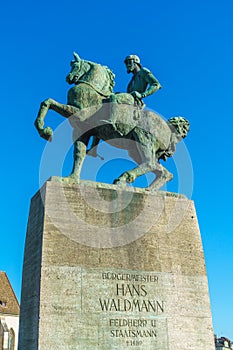 The equestrian monument to Hans Waldmann 1937, Zurich, Switzer