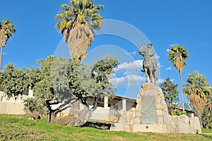 Equestrian rider monument and Alte Feste in Windhoek photo