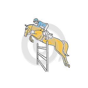 Equestrian show jumping vector icon