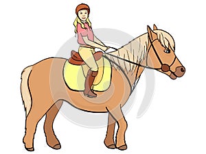 Equestrian sport for children. Raster illustratio. Isolated object on white background photo