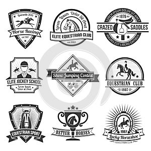 Equestrian Sport Emblems Set