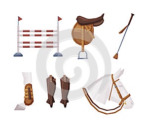 Equestrian Sport Equipment and Tools Vector Set