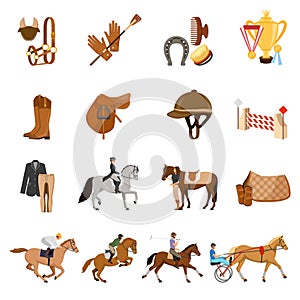 Equestrian Sport Flat Icons Set photo