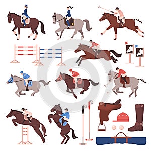 Equestrian Sport Icons Set