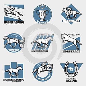 Equestrian Sport Vintage Logos Set