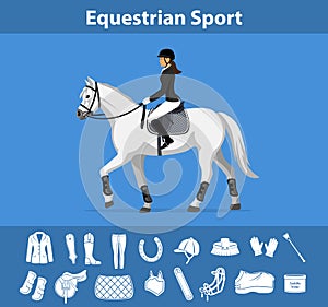 Equestrian Sports with horseriding tack