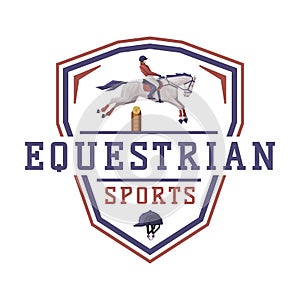 Equestrian Sports Logo Design, Derby, Tournament, Competitions Emblem Vector Illustration