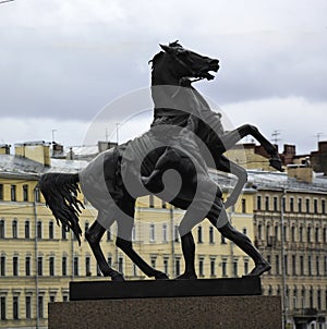 Equestrian statue on Anichkov bridge.