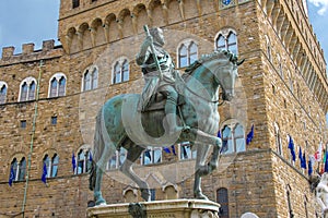 Equestrian statue of Cosimo de 'Medici. Florence, Italy photo