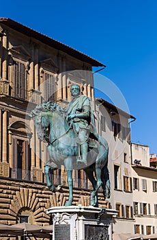 Equestrian statue of Cosimo I de` Medici in Florence, Italy