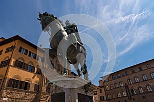 Equestrian statue of Cosimo I de` Medici on the Piazza della Signoria, by Giambologna. Florence, Italy. photo