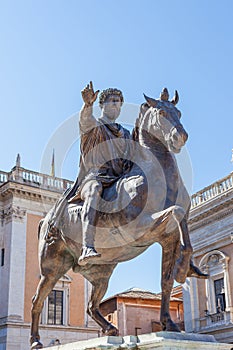 Equestrian statue of Emperor Marcus Aurelius on Piazza del Campidoglio, Capitoline Hill