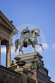 Equestrian statue at the Alte Nationalgalerie in Berlin photo