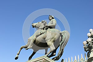 Equestrian statue in front of the Royal Palace, Turin, Italy photo