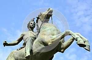 Equestrian statue in front of the Royal Palace, Turin, Italy photo