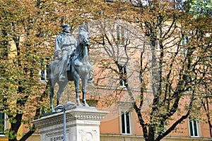 Equestrian statue of Giuseppe Garibaldi in Bologna.