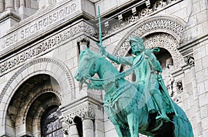 Equestrian Statue of Joan of Arc at the Sacre Coeur in Paris photo