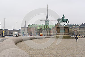 Equestrian Statue of King Frederik VII on Christiansborg Slotsplads in Copenhagen, Denmark